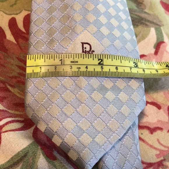 Vtg CHRISTIAN DIOR cravates LOGO Classic Luxe Paris NewYork Gray Diag Square NEW - Picture 16 of 16
